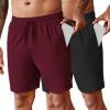 COOFANDY Men’s 2 Pack Workout Gym Shorts 7 Inch / 5 Inch Athletic Shorts Lightweight Casual Jogger Short with Zipper Pockets(Black / Wine Red)