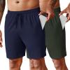 COOFANDY Men’s 2 Pack Workout Gym Shorts 7 Inch / 5 Inch Athletic Shorts Lightweight Casual Jogger Short with Zipper Pockets(Navy Blue / Army Green)