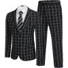 COOFANDY Men’s 2 Piece Suits Classic Fit 2 Button Dress Suits Tuxedo Jacket Blazer for Wedding Business Dinner Prom(Black ( Plaid ))