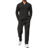 COOFANDY Men’s 2 Piece Tracksuit Set Quarter Zip Sweatsuit Athletic Running Suit Sets Long Sleeve Casual Outfits(All Black)