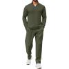 COOFANDY Men’s 2 Piece Tracksuit Set Quarter Zip Sweatsuit Athletic Running Suit Sets Long Sleeve Casual Outfits(Army Green)