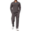COOFANDY Men’s 2 Piece Tracksuit Set Quarter Zip Sweatsuit Athletic Running Suit Sets Long Sleeve Casual Outfits(Dark Grey)