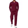 COOFANDY Men’s 2 Piece Tracksuit Set Quarter Zip Sweatsuit Athletic Running Suit Sets Long Sleeve Casual Outfits(Dark Red)