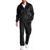 COOFANDY Mens 2 Piece Velour Tracksuit Full Zip Jackets Pants Velvet Jogging Suits Sweatsuit Set(Black)