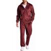 COOFANDY Mens 2 Piece Velour Tracksuit Full Zip Jackets Pants Velvet Jogging Suits Sweatsuit Set(Burgundy)
