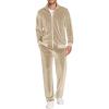 COOFANDY Mens 2 Piece Velour Tracksuit Full Zip Jackets Pants Velvet Jogging Suits Sweatsuit Set(Light Khaki)