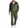 COOFANDY Mens 2 Piece Velour Tracksuit Full Zip Jackets Pants Velvet Jogging Suits Sweatsuit Set(Olive Green)