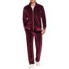COOFANDY Mens 2 Piece Velour Tracksuit Full Zip Jackets Pants Velvet Jogging Suits Sweatsuit Set(Wine Red)