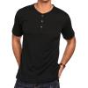COOFANDY Men’s 3 Pack Henley Shirts Short Sleeve Casual Basic Tees Classic Henley Summer Solid T Shirts with Pocket(1 Pack: Black)