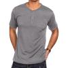 COOFANDY Men’s 3 Pack Henley Shirts Short Sleeve Casual Basic Tees Classic Henley Summer Solid T Shirts with Pocket(1 Pack: Dark Grey)