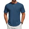 COOFANDY Men’s 3 Pack Henley Shirts Short Sleeve Casual Basic Tees Classic Henley Summer Solid T Shirts with Pocket(Blue)
