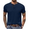 COOFANDY Men’s 3 Pack Henley Shirts Short Sleeve Casual Basic Tees Classic Henley Summer Solid T Shirts with Pocket(Dark Blue)
