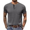COOFANDY Men’s 3 Pack Henley Shirts Short Sleeve Casual Basic Tees Classic Henley Summer Solid T Shirts with Pocket(Dark Gray)