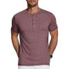 COOFANDY Men’s 3 Pack Henley Shirts Short Sleeve Casual Basic Tees Classic Henley Summer Solid T Shirts with Pocket(Dark Red)