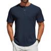 COOFANDY Men’s 3 Pack Henley Shirts Short Sleeve Casual Basic Tees Classic Henley Summer Solid T Shirts with Pocket(Navy Blue)