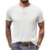 COOFANDY Men’s 3 Pack Henley Shirts Short Sleeve Casual Basic Tees Classic Henley Summer Solid T Shirts with Pocket(White)