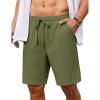 COOFANDY Men’s 7 inch Casual Shorts Drawstring Waist Lightweight Quick Dry Summer Beach Board Shorts with Pockets(Army Green)