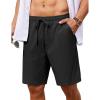 COOFANDY Men’s 7 inch Casual Shorts Drawstring Waist Lightweight Quick Dry Summer Beach Board Shorts with Pockets(Black)