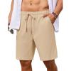 COOFANDY Men’s 7 inch Casual Shorts Drawstring Waist Lightweight Quick Dry Summer Beach Board Shorts with Pockets(Khaki)