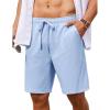 COOFANDY Men’s 7 inch Casual Shorts Drawstring Waist Lightweight Quick Dry Summer Beach Board Shorts with Pockets(Light Blue)