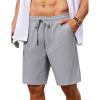 COOFANDY Men’s 7 inch Casual Shorts Drawstring Waist Lightweight Quick Dry Summer Beach Board Shorts with Pockets(Light Grey)