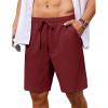 COOFANDY Men’s 7 inch Casual Shorts Drawstring Waist Lightweight Quick Dry Summer Beach Board Shorts with Pockets(Wine Red)