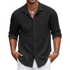 COOFANDY Men’s Button Down Long Sleeve Shirt Casual Untucked Dress Shirt Regular Fit Wedding Shirts(Black)