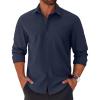 COOFANDY Men’s Button Down Long Sleeve Shirt Casual Untucked Dress Shirt Regular Fit Wedding Shirts(Dark Blue)