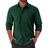 COOFANDY Men’s Button Down Long Sleeve Shirt Casual Untucked Dress Shirt Regular Fit Wedding Shirts(Dark Green)