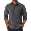 COOFANDY Men’s Button Down Long Sleeve Shirt Casual Untucked Dress Shirt Regular Fit Wedding Shirts(Dark Grey)