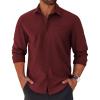 COOFANDY Men’s Button Down Long Sleeve Shirt Casual Untucked Dress Shirt Regular Fit Wedding Shirts(Dark Red)