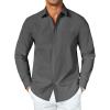 COOFANDY Men’s Button Down Long Sleeve Shirt Casual Untucked Dress Shirt Regular Fit Wedding Shirts(Granite Gray)