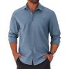 COOFANDY Men’s Button Down Long Sleeve Shirt Casual Untucked Dress Shirt Regular Fit Wedding Shirts(Grey Blue)