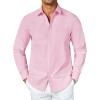 COOFANDY Men’s Button Down Long Sleeve Shirt Casual Untucked Dress Shirt Regular Fit Wedding Shirts(Icy Pink)