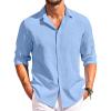 COOFANDY Men’s Button Down Long Sleeve Shirt Casual Untucked Dress Shirt Regular Fit Wedding Shirts(Light Blue)