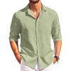COOFANDY Men’s Button Down Long Sleeve Shirt Casual Untucked Dress Shirt Regular Fit Wedding Shirts(Light Green)