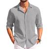 COOFANDY Men’s Button Down Long Sleeve Shirt Casual Untucked Dress Shirt Regular Fit Wedding Shirts(Light Grey)