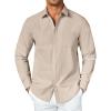 COOFANDY Men’s Button Down Long Sleeve Shirt Casual Untucked Dress Shirt Regular Fit Wedding Shirts(Oyster Gray)