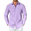 COOFANDY Men’s Button Down Long Sleeve Shirt Casual Untucked Dress Shirt Regular Fit Wedding Shirts(Purple Rose)