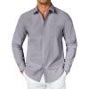 COOFANDY Men’s Button Down Long Sleeve Shirt Casual Untucked Dress Shirt Regular Fit Wedding Shirts(Quiet Gray)