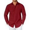 COOFANDY Men’s Button Down Long Sleeve Shirt Casual Untucked Dress Shirt Regular Fit Wedding Shirts(Red Dahlia)
