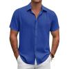 COOFANDY Men’s Button Down Shirt Short Sleeve Casual Shirts for Summer Beach Vacation Shirts(Azure)