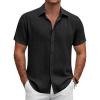 COOFANDY Men’s Button Down Shirt Short Sleeve Casual Shirts for Summer Beach Vacation Shirts(Black)