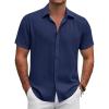 COOFANDY Men’s Button Down Shirt Short Sleeve Casual Shirts for Summer Beach Vacation Shirts(Blue Violet)
