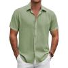 COOFANDY Men’s Button Down Shirt Short Sleeve Casual Shirts for Summer Beach Vacation Shirts(Light Green)