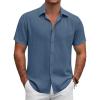 COOFANDY Men’s Button Down Shirt Short Sleeve Casual Shirts for Summer Beach Vacation Shirts(Slate Blue)