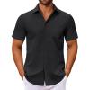 COOFANDY Men’s Button Down Shirts Short Sleeve Casual Dress Shirts Untucked Summer Shirt with Pocket(Black)