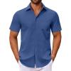 COOFANDY Men’s Button Down Shirts Short Sleeve Casual Dress Shirts Untucked Summer Shirt with Pocket(Denim Blue)