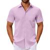 COOFANDY Men’s Button Down Shirts Short Sleeve Casual Dress Shirts Untucked Summer Shirt with Pocket(Lavender)
