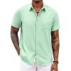 COOFANDY Men’s Button Down Shirts Short Sleeve Casual Shirts Summer Beach Shirts Vacation Wedding Shirts with Pocket(Ice Green)